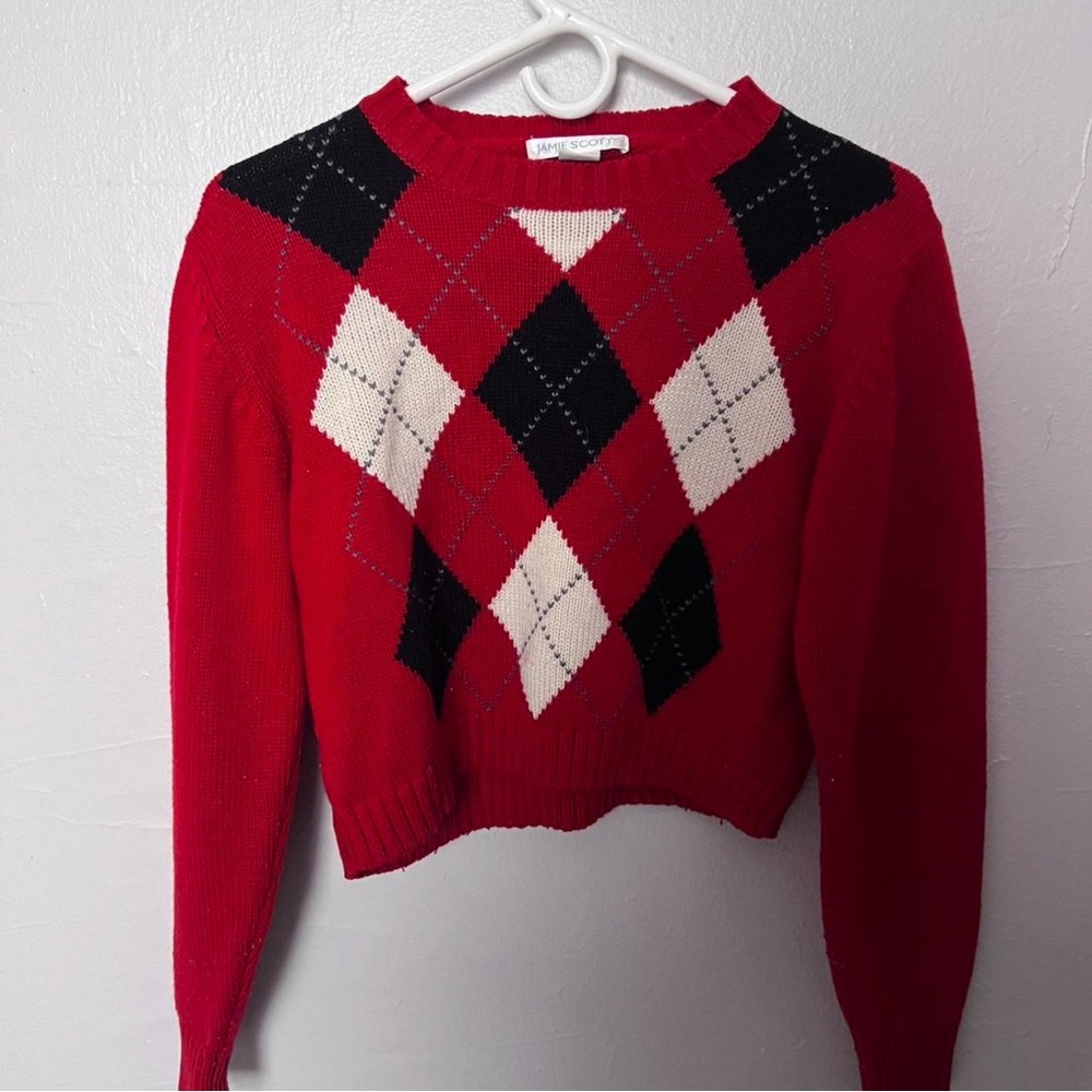 Red Argyle Sweater by Jamie Scott